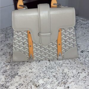 Elegant Gray and Tan Women's Handbag